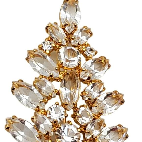 Eisenberg Ice Tree Brooch Clear Glass Stones Gold Tone Pin Pine Holiday Xmas - Picture 2 of 7